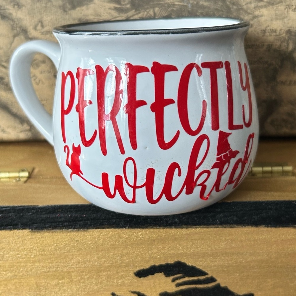Perfectly wicked cauldron shaped white mug- for the perfect friend- new